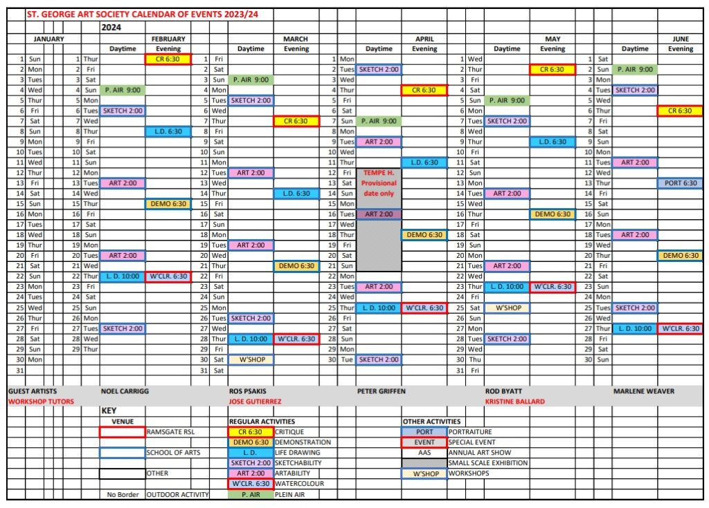 calendar-st-george-art-society