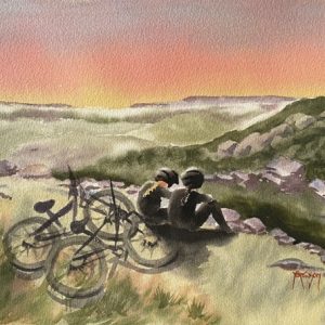 Mountain ride at sunset